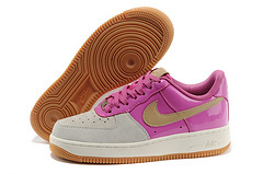 Nike Women Air Force 1 Low Grey Pink Glod Swoosh Sneaker